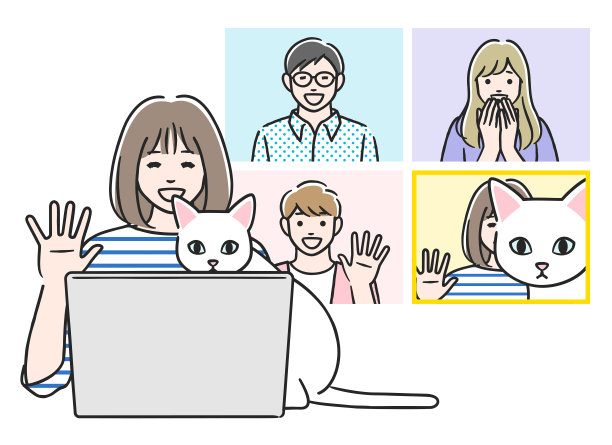 猫在看一个网络会议图片下载