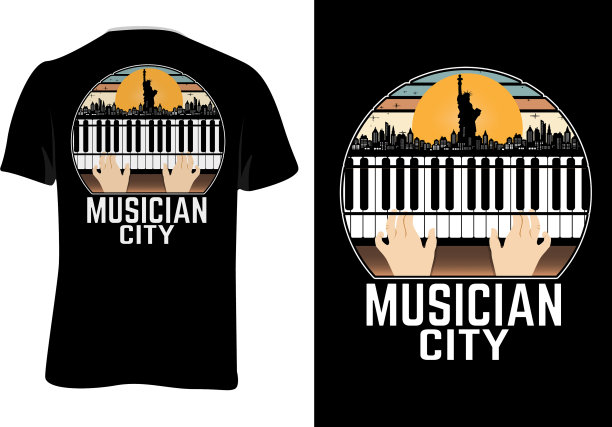 模拟t恤音乐家城市复古复古风格图片下载