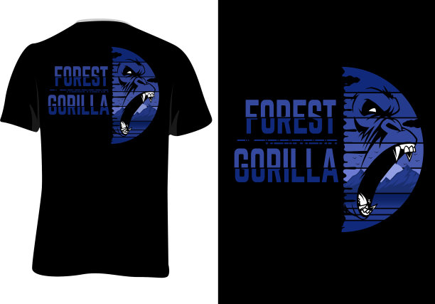 模拟t恤森林大猩猩复古风格图片下载