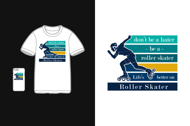 溜冰鞋t恤设计廓形复古图片下载
