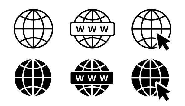 互联网全球矢量图标设置。网站，www图标标志。图片下载