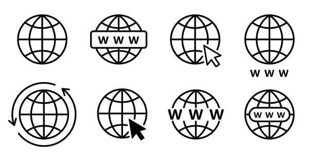 互联网全球矢量图标设置。网站，www图标标志。图片下载