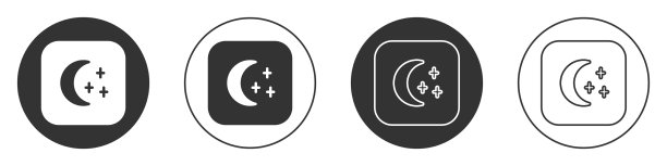 黑色的月亮和星星图标孤立在白色上图片下载