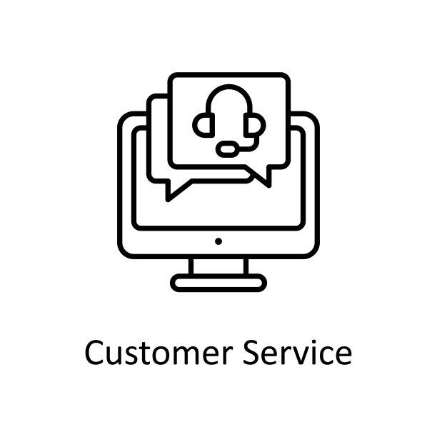 客户服务矢量轮廓图标设计插图。项目管理符号在白色背景EPS 10文件图片下载