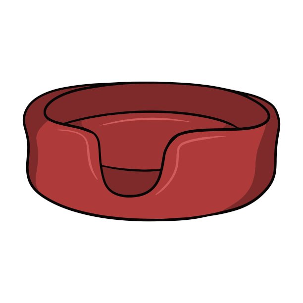 红色狗窝，舒适柔软的躺椅，卡通风格矢量插图图片下载