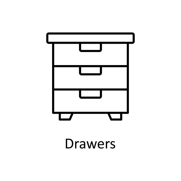 抽屉矢量轮廓图标设计插图。项目管理符号在白色背景EPS 10文件图片下载