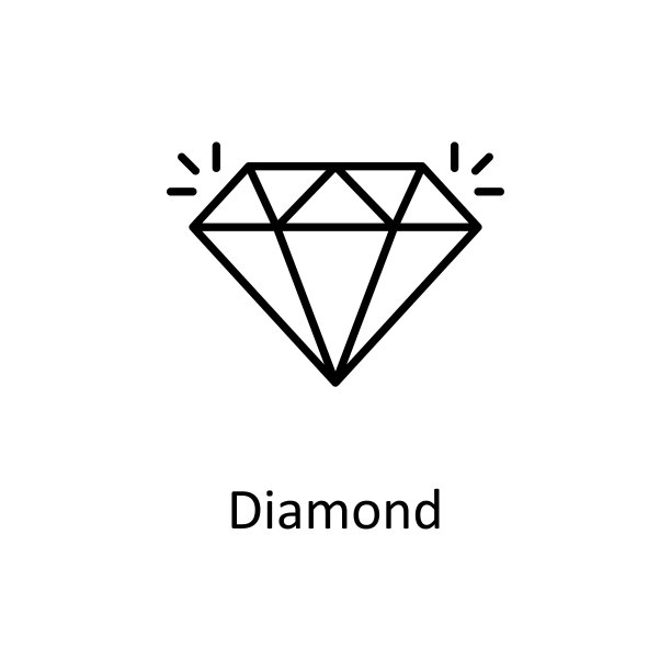 钻石矢量轮廓图标设计插图。项目管理符号在白色背景EPS 10文件图片下载