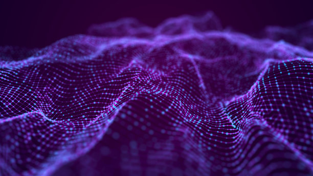 未来背景的点和线与动态波。大数据。抽象背景三维渲染。4 k。图片下载