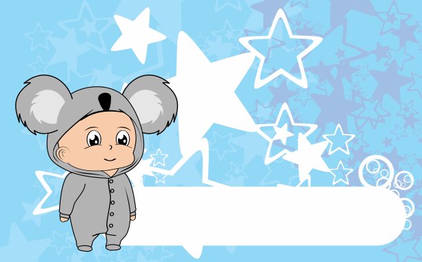 站着的婴儿孩子卡通老虎披萨图片下载