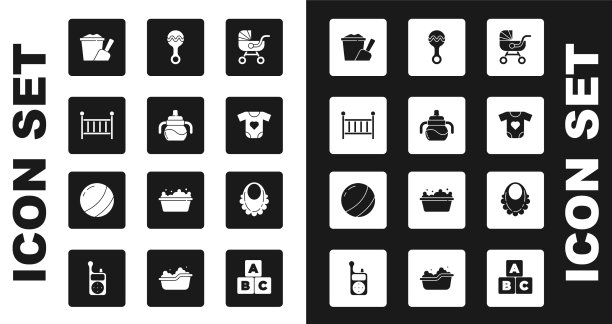 把婴儿车、瓶子、婴儿床、摇篮、沙子放进去图片下载