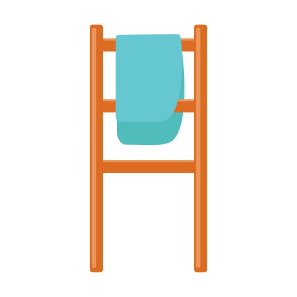 毛巾挂在木梯上。站在毛巾架。室内设计元素。浴室里放衣服或毛巾的衣架图片下载