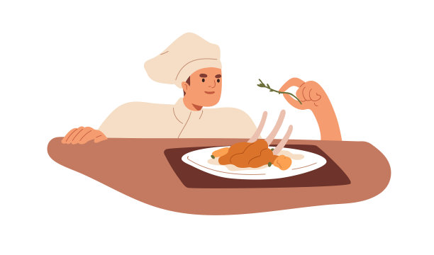 厨师烹饪餐厅菜用装饰肉图片下载