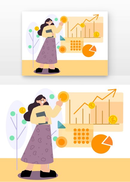 扁平卡通理财人物财富上涨图片下载