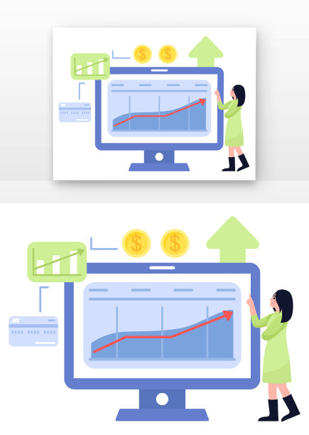 矢量人物理财上涨图片下载