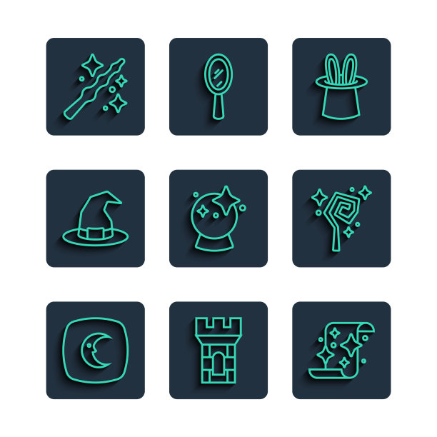 Set line月亮和星星城堡塔魔法图片下载