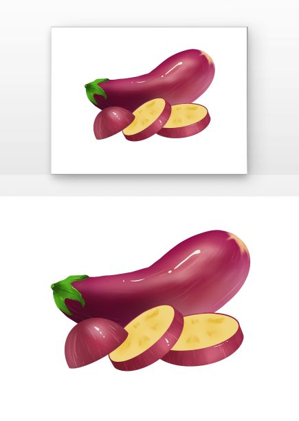 手绘绿色蔬菜茄子图片下载