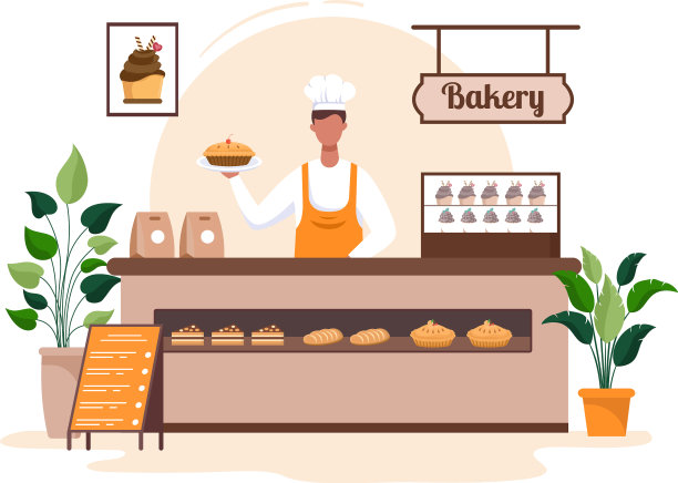 楼内出售各种类型的面包店图片下载