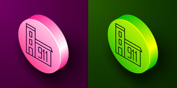 消防站图标的等距线建筑图片下载