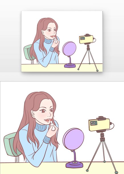 可爱女生直播美妆图片下载