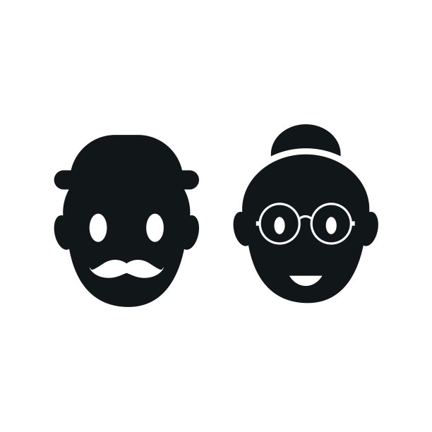 老两口的icon养老金是老年人的象征图片下载