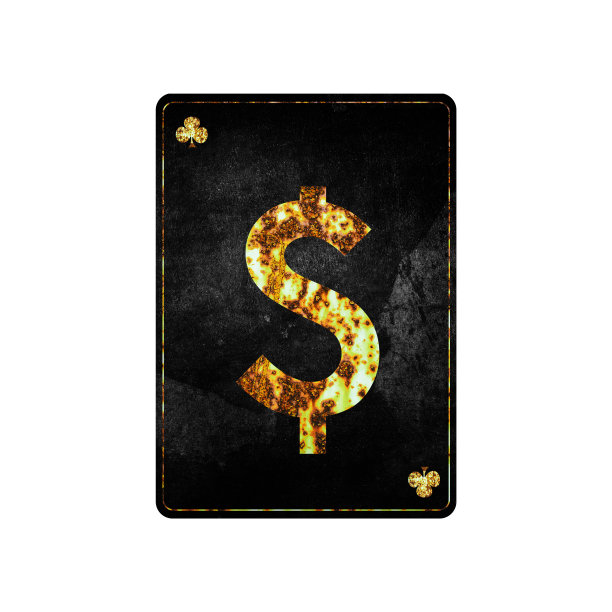 美元符号。在老式扑克牌上的字母表。孤立在白色背景。设计元素。图片下载