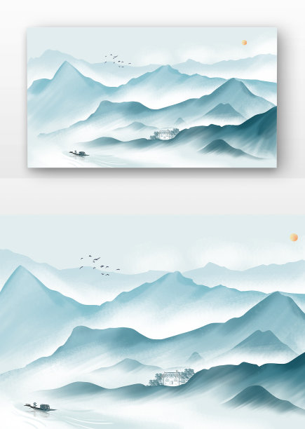 水墨山水插画图片下载