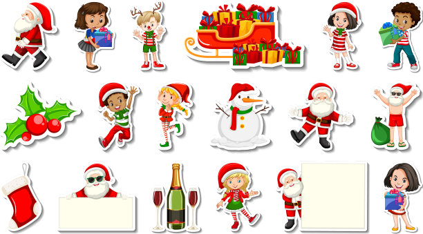 圣诞物品和卡通人物的集合图片下载