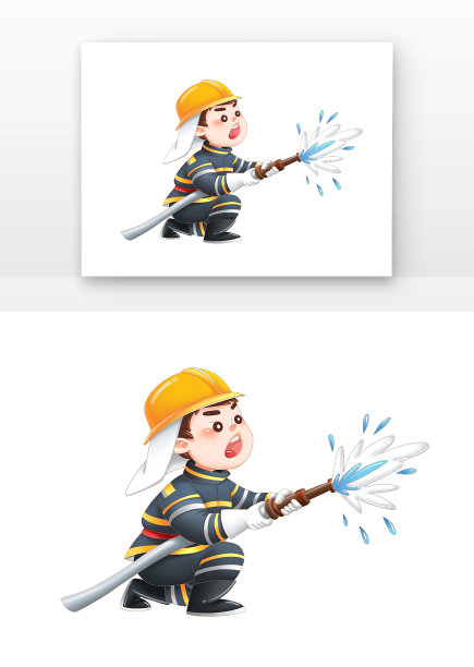 消防员拿着水枪灭火救火人物形象图片下载