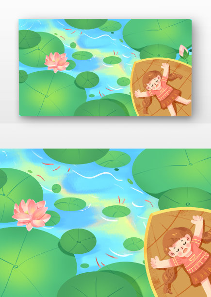 女孩池水中躺着图片下载