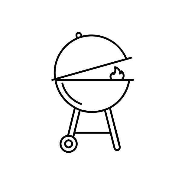 烧烤图标线性风格的标志为移动概念图片下载
