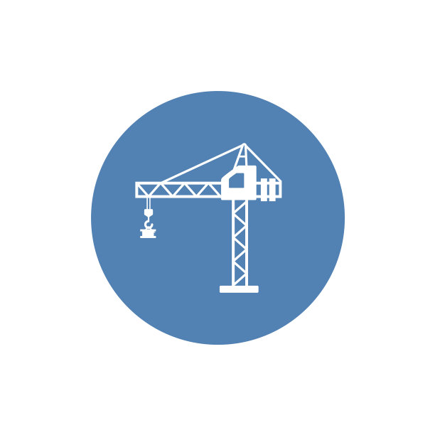 建筑起重机图标平坦的白色背景eps图片下载