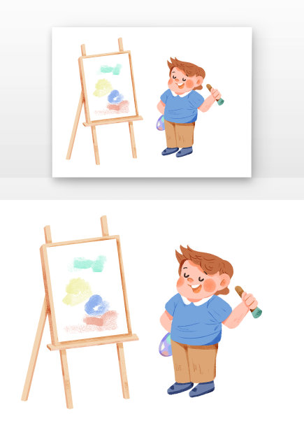 儿童男孩作画图片下载