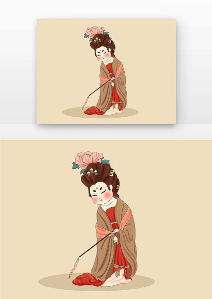 古典唐朝仕女图元素图片下载