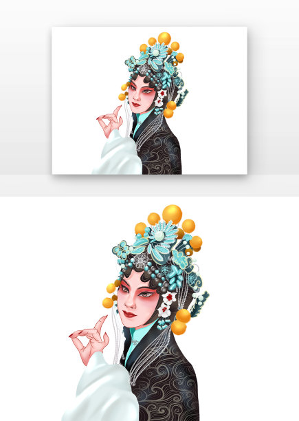 国潮戏曲京剧人物戴华冠图片下载