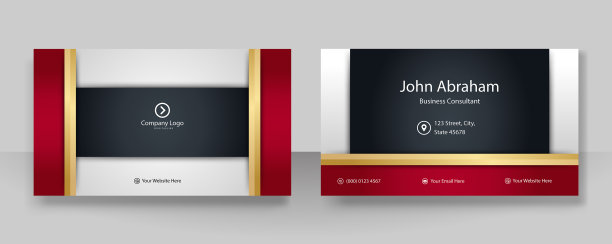 极简黑红金设计名片图片下载