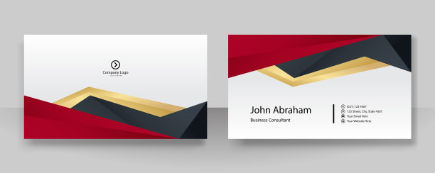 极简黑红金设计名片图片下载