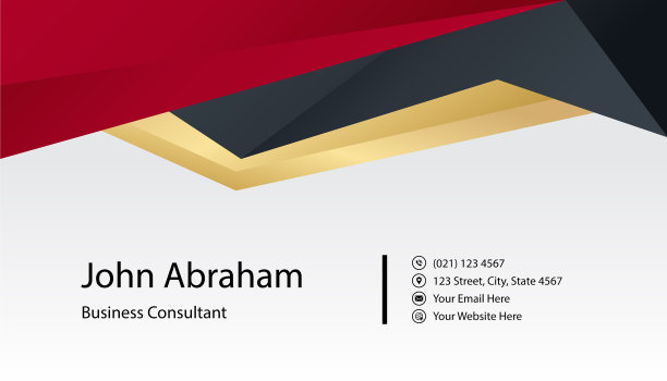 极简黑红金设计名片图片下载