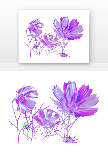 蓝紫色酸性风格花组合图片下载