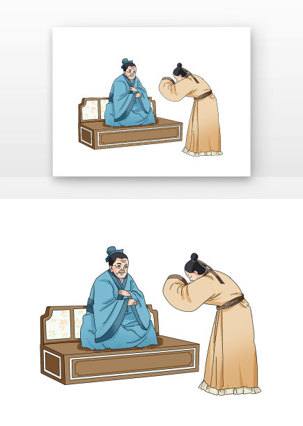 绿色国画尊敬长辈老人人物元素图片下载