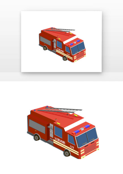 手绘119消防车图片下载