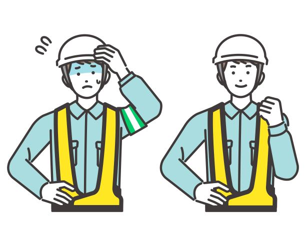 交通指南图标及工人中暑/夏日/中暑/紫外线/套装的矢量插画素材图片下载