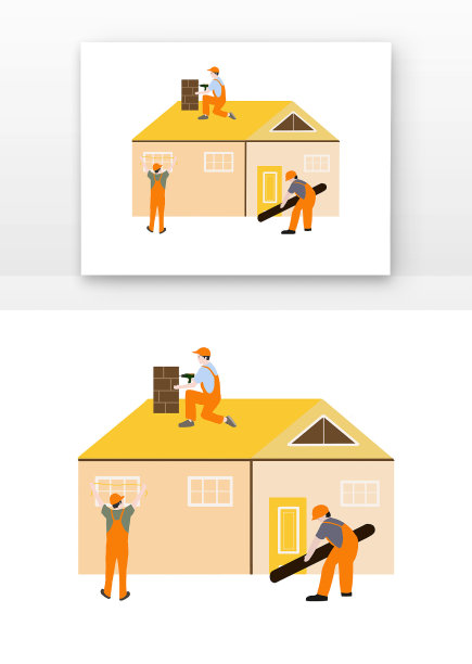 扁平工人装修房屋图片下载