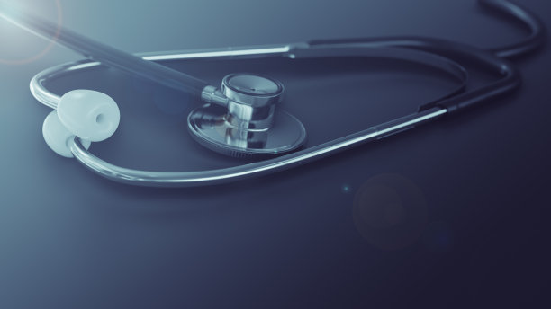 概念体检和医疗保健业务医疗，医疗保健分析大数据，听诊器的黑色背景和近距离3d渲染。健康保险营销策略图片下载