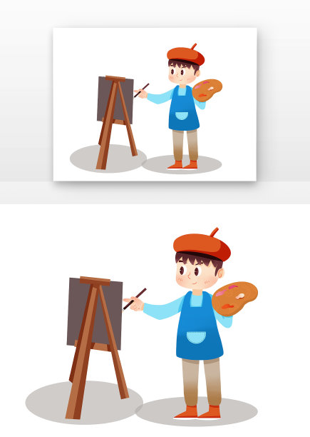 可爱男孩小画家图片下载