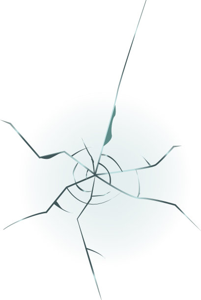 破碎的玻璃逼真的破碎裂纹击中目标图片下载