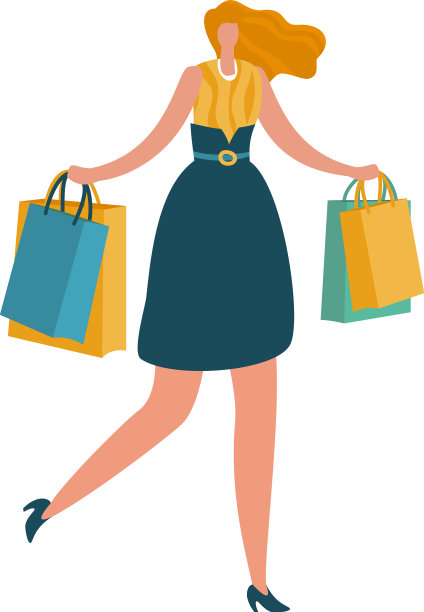 快乐的顾客与购买年轻女子后图片下载