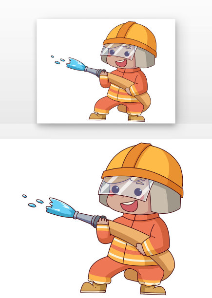 拿着水枪灭火的消防队员图片下载