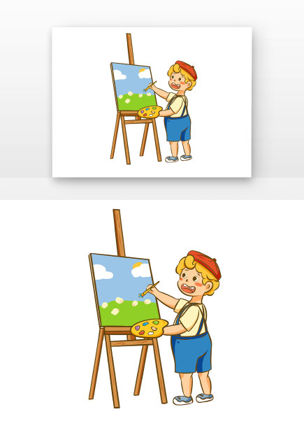 儿童画架前画画图片下载