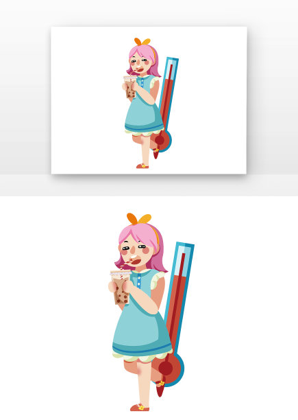 三伏天女孩喝饮料降暑图片下载