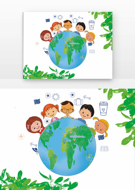 肤色不同儿童在地球上图片下载